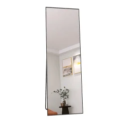Simple Life Miroir sur Pied 150x40 cm, Cadre Aluminium Noir, Miroir Mural Moderne à Poser ou Suspendre* Miroir|Miroir