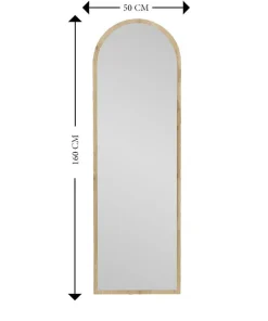Dmora Miroir Zaniah, Verre miroité, Objet d'ameublement mural, Décoration avec miroir, 50x2h160 cm, Chêne* Miroir|Miroir