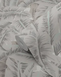 Best Origin Wallcoverings papier peint feuilles de palmier gris argileux - 53 cm x 10.05 m - 347439