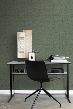 Clearance Origin Wallcoverings papier peint motif de carrellages avec imitation peau de serpent vert grisé - 53 cm x 10.05 m - 347787