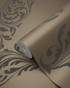 Sale Origin Wallcoverings papier peint ornement bronze brillant et marron - 53 cm x 10.05 m - 345747