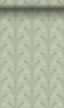Clearance Origin Wallcoverings papier peint art déco vert grisé - 50 x 900 cm - 347970