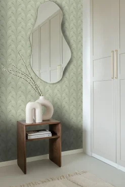 Clearance Origin Wallcoverings papier peint art déco vert grisé - 50 x 900 cm - 347970