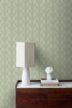 Clearance Origin Wallcoverings papier peint art déco vert grisé - 50 x 900 cm - 347970