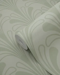 Clearance Origin Wallcoverings papier peint art déco vert grisé - 50 x 900 cm - 347970