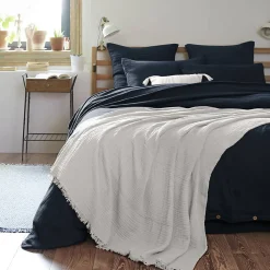 Online Altobuy OUREA - Plaid à Franges 180x220cm 4 Epaisseurs Gaze de Coton Nuage