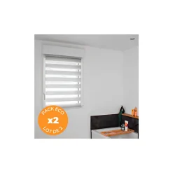 Volet-Moustiquaire Pack éco de 2 stores Jour Nuit Gris H 150 cm x L 32 cm sans perçage* Store Enrouleur Jour Nuit