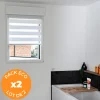 Volet-Moustiquaire Pack éco de 2 stores Jour Nuit Blanc H 150 cm x L 42 cm sans perçage* Store Enrouleur