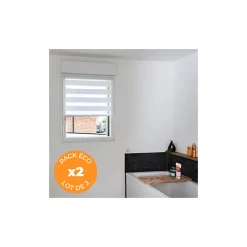 Volet-Moustiquaire Pack éco de 2 stores Jour Nuit Blanc H 150 cm x L 72 cm sans perçage* Store Enrouleur Jour Nuit