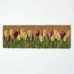 Homescapes Paillasson coco antidérapant tulipes -* Tapis D'Entrée Et Paillasson