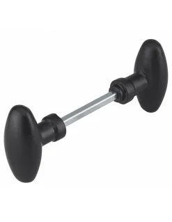 Outlet Thirard Paire de boutons ovoïdes pour porte d'entrée, carré 6x90mm, 1 portée, noir -