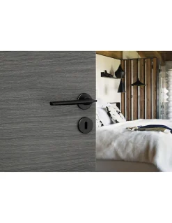 Thirard Paire de béquilles Boston pour porte, carré 7mm, noir mat -* Poignée Sur Rosace