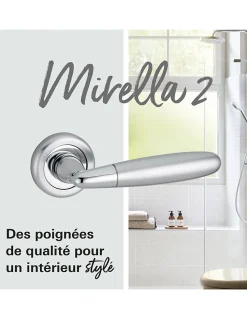 Hot Thirard Paire de béquilles Mirella2 pour porte, carré 7mm, chromé brillant/satiné -