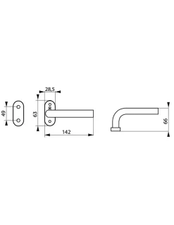 Thirard Paire de béquilles pour porte, carré 7mm, rosace ovale, aspect inox -* Poignée Sur Rosace