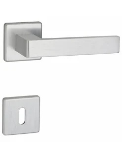 Thirard Paire de béquilles Zibel pour porte, carré 7mm, chromé satiné -* Poignée Sur Rosace