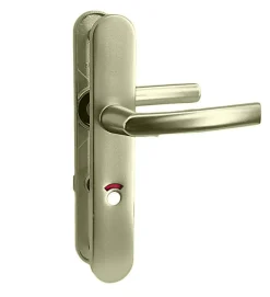 New Autres Paire de poignée porte toilette champagne aluminium à condamnation avec voyant 234 mm Bricard