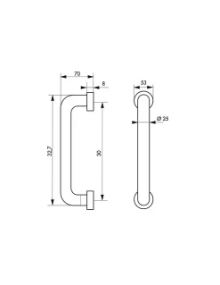 Thirard Paire de poignée pour porte battante, entr'axe 300mm, L 325mm, inox -* Poignée De Porte Coulissante|Poignée Cuvette
