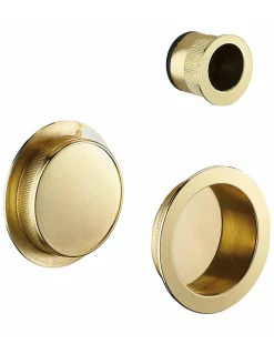 Online Thirard Paire de poignées cuvettes rondes encastrables pour porte coulissante, laitonné -