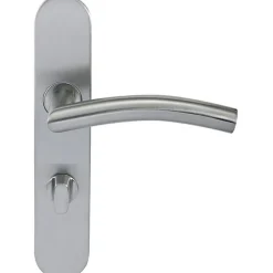 Hot Klose Besser Paire de Poignées de porte Inox 304 sur Plaque "Romy Vague" - Condamnation sans voyant