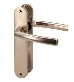 Autres Paire de poignées plaques aluminium champagne 234 mm Bricard pour porte intérieur sans clés* Poignée Sur Plaque
