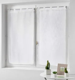 Clearance Douceur D'Intérieur Paire de rideaux voilages - Effet lin (60x120 cm - Blanc)