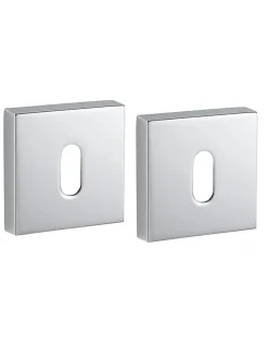 Thirard Paire de rosaces carrées Monza, 50x50mm, trou de clé, chromé brillant -