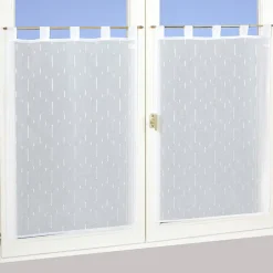 Clearance Dylrev Paire de vitrage tamisant étamine à pattes blanc L.120 x l.45cm