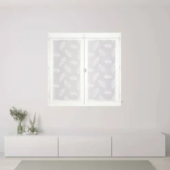 Best Dylrev Paire de Voilages Blancs avec Motif Feuilles - 60x90cm, Finition Passe-Tringle