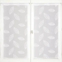 Best Dylrev Paire de Voilages Blancs avec Motif Feuilles - 60x90cm, Finition Passe-Tringle