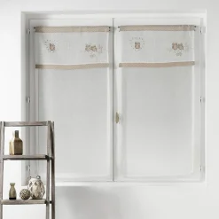 Hot Paris Prix Paire de Voilages Brodés "Betty" 60x90cm Naturel