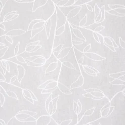 Best Dylrev Paire de voilages brodés feuilles 60x160cm - Finition passe-tringle - Blanc.