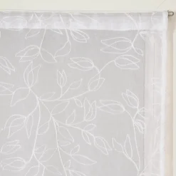Best Dylrev Paire de voilages brodés feuilles 60x160cm - Finition passe-tringle - Blanc.
