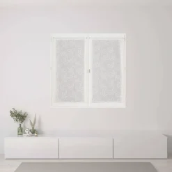 Discount Dylrev Paire de Voilages Écrus Effet Lin Imprimé Gomme 60x90cm.