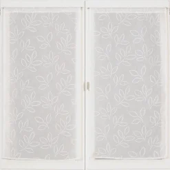 Discount Dylrev Paire de Voilages Écrus Effet Lin Imprimé Gomme 60x90cm.
