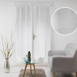 Discount Douceur D'Intérieur Paire de voilages droits passe-tringle 2 x 70 x 240 cm Effet lin tissé Milza Blanc