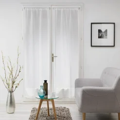 Clearance Douceur D'Intérieur Paire de voilages droits passe-tringle 2 x 70 x 200 cm Effet lin tissé Milza Blanc