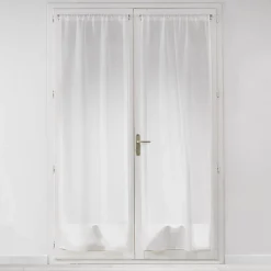 Clearance Douceur D'Intérieur Paire de voilages droits passe-tringle 2 x 70 x 200 cm Effet lin tissé Milza Blanc