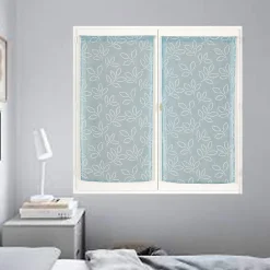 Best Dylrev Paire de Voilages en Lin Imprimé Gomme - Finition Passe-Tringle 60x120cm Bleu