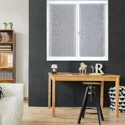 Outlet Dylrev Paire de voilages en polyester avec impression métallique, 60x90cm, gris, prêts à poser