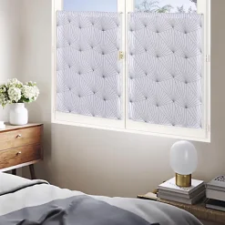 Best Dylrev Paire de Voilages Géométriques Gris 60x120cm avec Finition Passe-Tringle