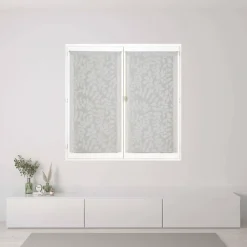 Best Dylrev Paire de voilages imprimés feuilles en gris, finition passe-tringle, dimensions 60x160cm