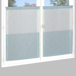 Discount Dylrev Paire de voilages étamine rayée céladon 60x90cm pour une décoration élégante