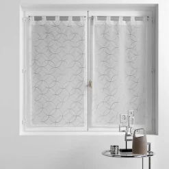 Outlet Douceur D'Intérieur Paire droite passants 2 x 60 x 160 cm voile sablé brodé Olympia Gris