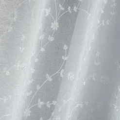 Outlet Douceur D'Intérieur Paire droite passants 2 x 60 x 120 cm voile sable brode petite fleur Blanc/Blanc