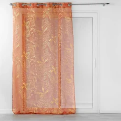 Outlet Douceur D'Intérieur Panneau a oeillets 140 x 280 cm voile sable imp. metallise belflor Terracotta/or