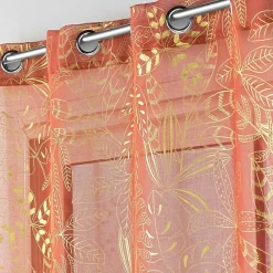 Outlet Douceur D'Intérieur Panneau a oeillets 140 x 280 cm voile sable imp. metallise belflor Terracotta/or