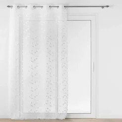 Discount Douceur D'Intérieur Panneau a oeillets 140 x 240 cm voile sable brode metallise edna Blanc