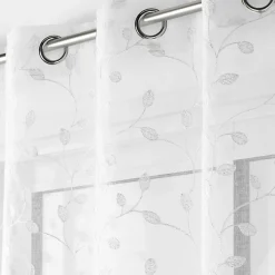 Discount Douceur D'Intérieur Panneau a oeillets 140 x 240 cm voile sable brode metallise edna Blanc