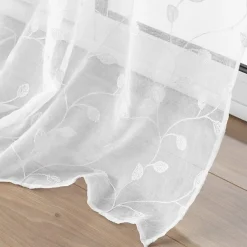 Discount Douceur D'Intérieur Panneau a oeillets 140 x 240 cm voile sable brode metallise edna Blanc