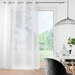 Discount Douceur D'Intérieur Panneau a oeillets 140 x 240 cm voile sable brode metallise edna Blanc